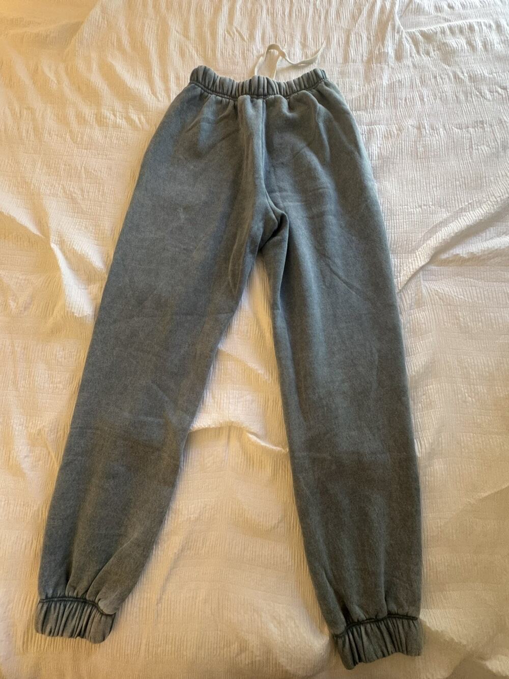 Zenana Acid Wash Fleece Jogger Sweatpants Blue Gray Women's Coz Loungewear